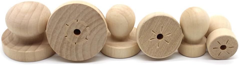 Healifty 9-Piece Wooden Stamp Handles Set 1.96 Inch Round Solid Wood DIY Stamps for Scrapbooking Cards Invitations Personalizing Crafts