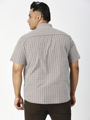 Image of Thomas Scott Mens | Half Sleeve | Checks | Regular Fit Plus Size | 100% Cotton | Spread Collar | Casual Shirts