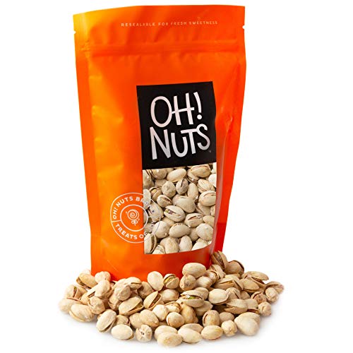 Oh! Nuts Iranian Style Pistachios, Roasted Lightly Salted, Shelled Whole Nuts, For Healthy Snacking, Paleo, Keto, Vegan and Certified Kosher, 1lb (16oz) Bulk Bag