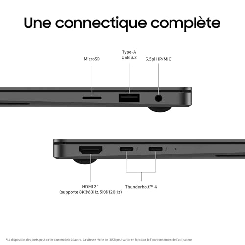 Samsung Galaxy Book5 Pro 14", Copilot+ PC, Ordinateur Portable avec IA, Processeur Intel Core Ultra 7, Mémoire 16 Go RAM, Stockage 512 Go, Clavier AZERTY FR, Anthracite