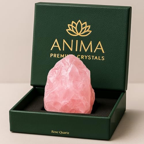 Anima Rosenquarz Kristall – Groß 4–5 cm Zartrosafarbener Naturbelassener Rauer Rosenquarzstein for Bedingungslose Love, Healing & Harmony – Ethisch Gewonnen, Präsentiert in Elegant Gift Box