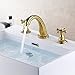 Kai&Guo Rubinetteria per lavabo Rubinetteria per lavabo da Bagno Moderna in Ottone Dorato lucidato Miscelatore da Cucina a 3 Fori per lavabo, Maniglia Trasversale