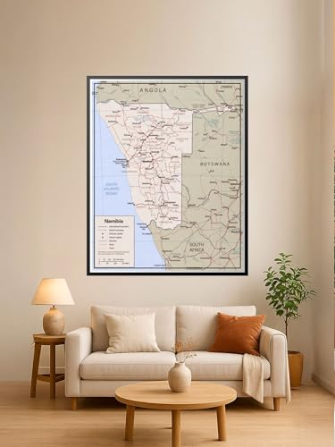 Wall Art Impact Political Map of Namibia Poster - Regional Boundaries & Travel Guide