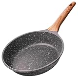 Frigideira antiaderente funda com cabo de madeira panela por indução f