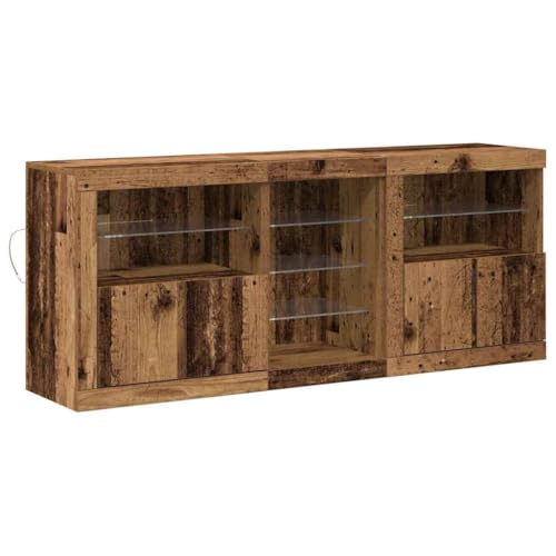 vidaXL Sideboard mit LED-Lichtern aus altem Holz 162 x 37 x 67 cm