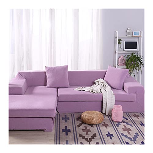 Housse de canapé 4 places velours violet clair extensible de 235 à 310 cm