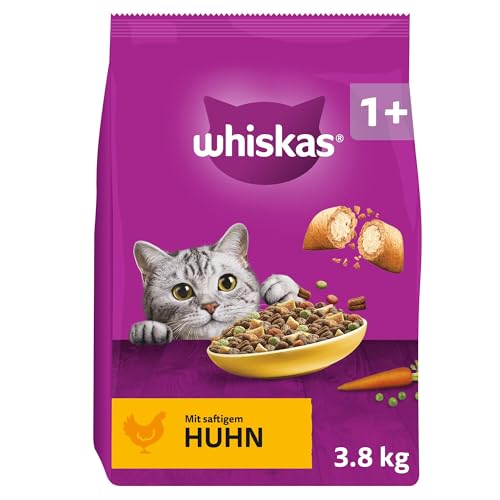 WHISKAS Katzen Trockenfutter Beutel Adult 1+ mit Huhn 3,8kg