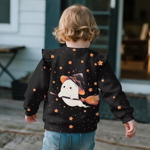 Girl Crewneck Sweatshirt Cute Ruffle Shoulder Long Sleeve Shirts Fall Spring Soft Warm Pullover Tops Age 1-8 Years3