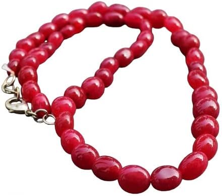 241 Cts Single Strand Enhanced Ruby Oval Shape Beads Womens Necklace CHIK_NECKLACE-31727