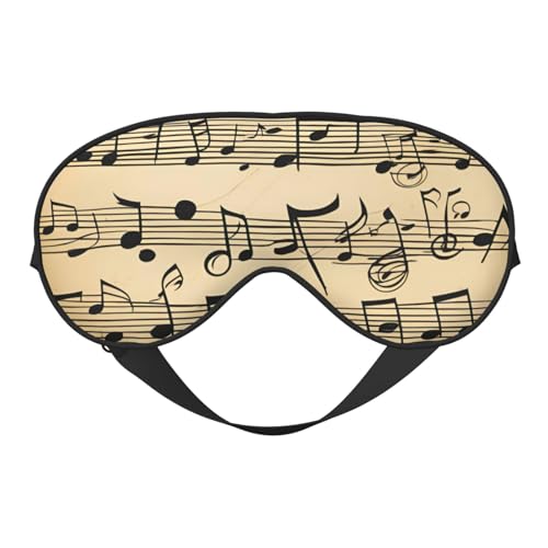 Máscara de ojos funcional con estampado de notas musicales, ajustable, ligera, transpirable, para hombres y mujeres, viajes, meditación
