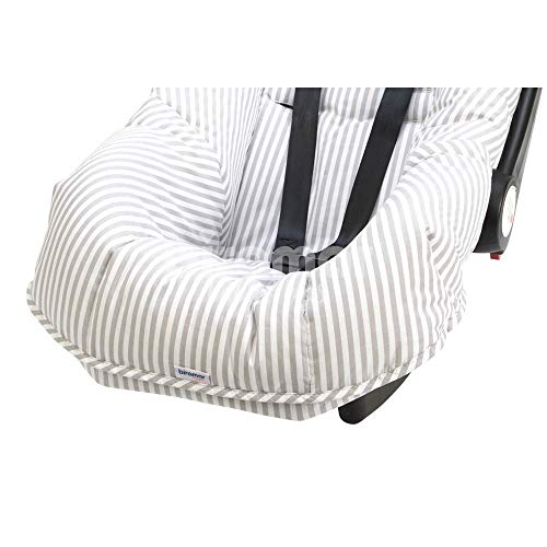 Capa para Bebê Conforto Ajustável Listrado Cinza, Biramar Baby, Cinza
