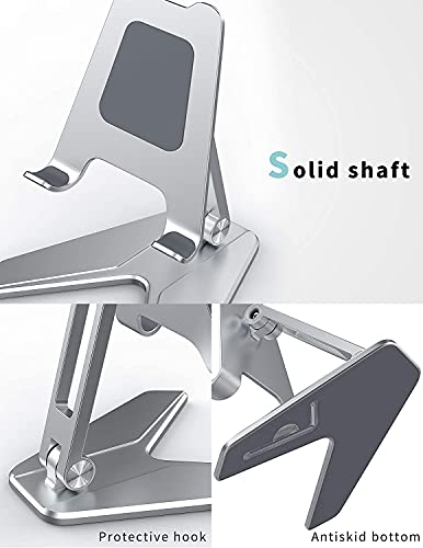 Image of Urban Kings Cell Phone Stand, Aluminum Desktop Phone Holder, Adjustable Mobile Phone Stand Cradles Compatible for All Smart Phones /iPhone /iPad /Kindle /Tablet (Silver)