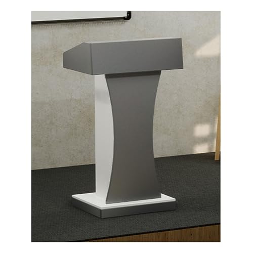 Podio de madera gris regulable con ruedas para conferencias 2