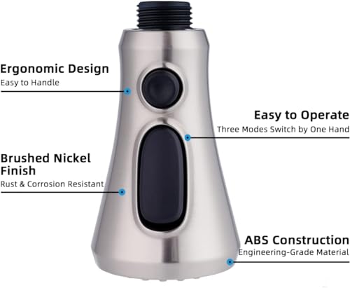 Hibbent Pull Down Spray Head For Kitchen Faucet, 3-Function Sink Spray Nozzle With 15 Adapters, Faucet Head Replacement Compatible With Moen thumb #3