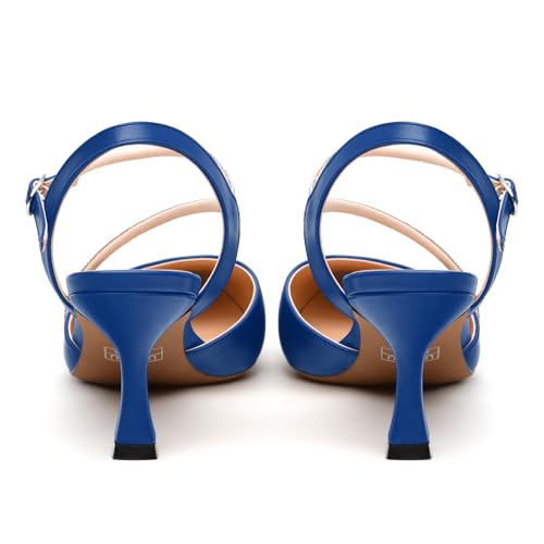 Women's Stiletto Heel Pumps, Rhinestones Ankle Strap Buckle, Pointed Closed Toe Solid Matte Pumps for Wedding Partying Daily Working4