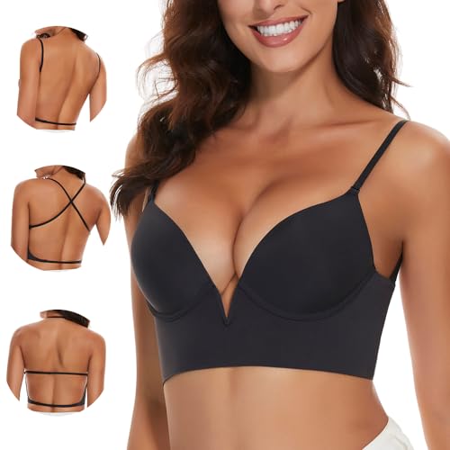 Vinperfor Low Back Bras For Women Deep V Plunge Backless Bras Seamless Halter Bra Invisible Multiway Convertible Low Cut Bra thumb #1
