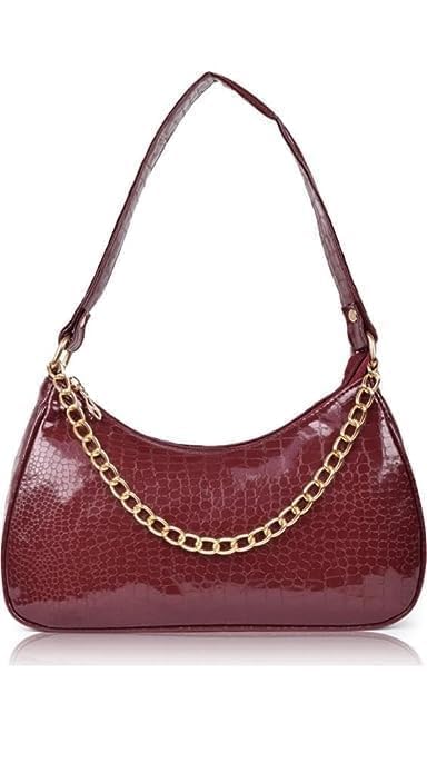 Blessing always Women Fashion Croco Shoulder Bags - Zip Pocket Canvas Handbag Bags for women (Maroon) (B0D8LC217C) Amazon Price History, Amazon Price Tracker