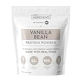 JUST INGREDIENTS Vanilla Bean Protein Powder – 30-Serving Blend with 100% Grass-Fed Whey & Organic...