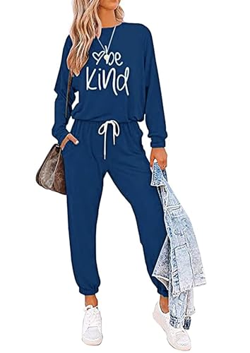 Image of PRETTYGARDEN Women's Two Piece Outfit Long Sleeve Crewneck Pullover Tops And Long Pants Tracksuit | Long Sleeve Shirts, Jogger Pants Pockets, Matching Track Suits, Fall Spring Comfy Clothes for Casual Outing, Cruise, Airport