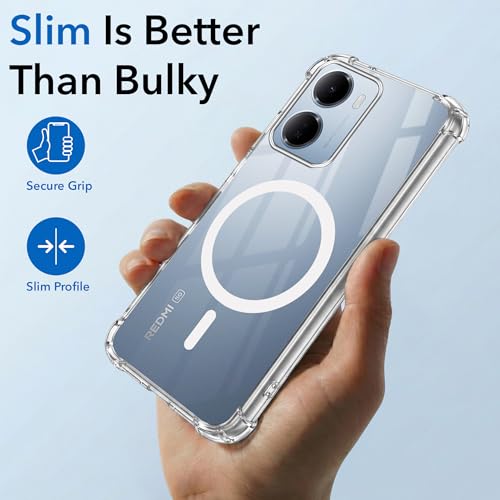 Image of Jkobi Shockproof Crystal-Clear Back Cover for Redmi 15A 5G (Magsafe Wireless Support | Drop & Camera Protection | Hard Polycarbonate)