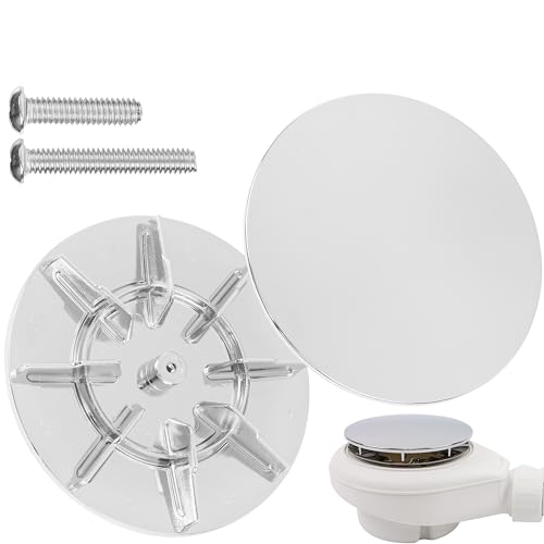 Abdeckhaube für Duschabfluss, Ø 115 mm, passend für viele Abflussgarnituren in Dusche, Badewanne, mit M4x18 und M4x25 Schraube, Duschablauf Deckel, Abdeckung Dusche Ablauf, verchromtes ABS Haube