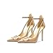 Qunvngutui Women's Pointed-Toe Bag-Toe Strappy V Buckle High-Heeled Shoes Sexy Stiletto Pumps Nude Patent Leather US8