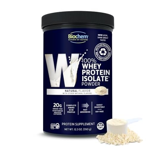 Biochem 100% Whey Isolate Protein - Natural Flavor - 12.3 oz - 20g of Protein - Pre & Post Workout - Meal Replacement - Keto-Friendly - Easily Digestible - Silky Smooth Taste - Easy to Mix