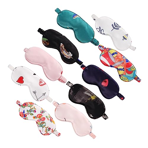 Outanaya 10個 サテンゴーグル cutegk のそみ eye mask 目をくらませて眠る ソフトアイマスク スリープアイシェード 眠りの目 スリープアイパッチ スリーピングマスク シルク