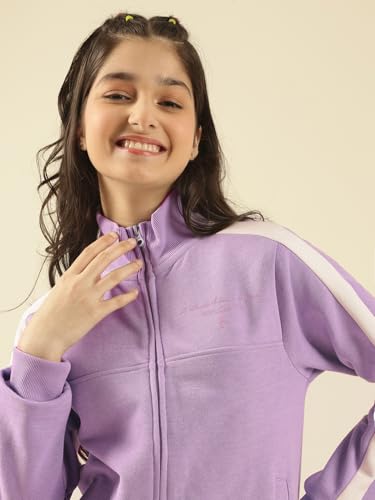 Image of Li'l Tomatoes Girls Solid Fleece Winter Track Suit | Zip-Up High Neck Jacket & Wide-Leg Track Pants | Casual Co-Ord Set | 9-16 Years