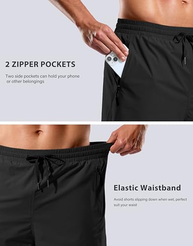 Image of G Gradual Mens Swim Trunks with Compression Liner 7 inch /9'' Quick Dry Board Shorts Swimsuit Bathing Suit for Men Zipper Pockets