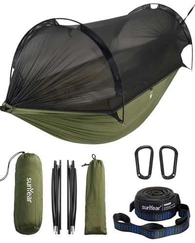 Camping-Hammock-with-Net-DoubleSingle-Hammock-with-House-like-Net-Easy-Setup-Pack-Lightweight-Portable-Perfect-for-Hiking-Backpacking-Outdoor-Sleeping