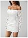 GORGLITTER Women's Lace Long Sleeves Mini Dress Y2K Fall Sexy Off The Shoulder Bodycon Night Out Birthday Party Dresses White Small