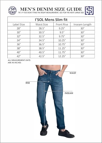Image of i'sol Men's Tapered Slim Fit Comfortable Mid Rise Stretchable Jeans