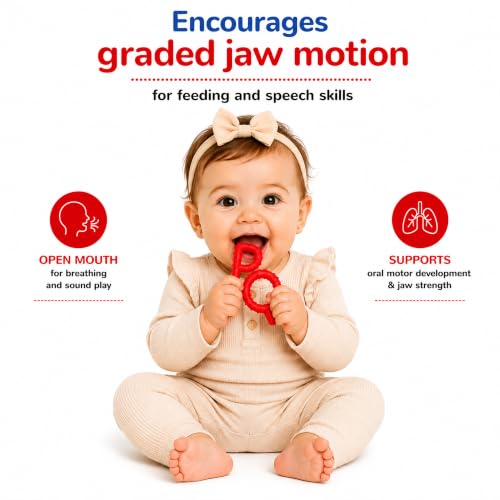 Image of Chewy Tubes P & Q Oral Motor Chew Tool for Teething & Sensory (Red) | Safe & non-toxic, designed for extended chewing without breaking down or splintering