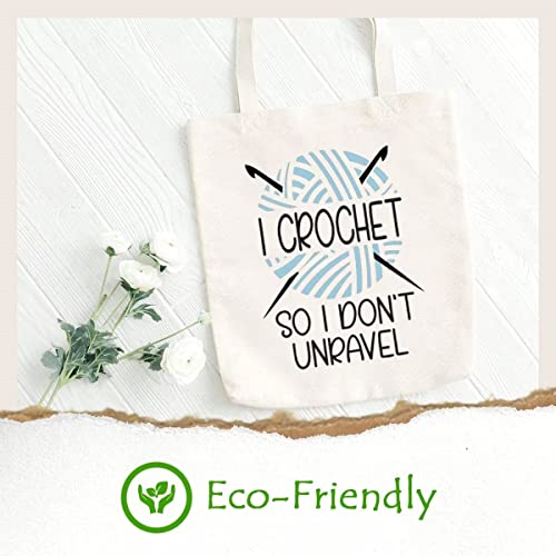 SAUIVD I Crochet So I Don't Unravel Canvas Tote Bag Crocheting Lover Reusable Handbags Women Funny Crocheter Yarn Gift3