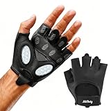 MitButy Guantes Gimnasio para Hombre y Mujer – Guantes sin Dedos para Gym, Deporte & Fitness con Puntos Antideslizantes de Silicona para Agarre Seguro & Protección de la Palma