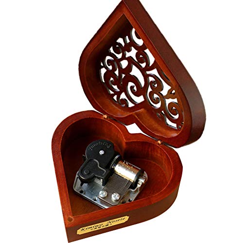 Youtang Boîte à Musique Creative Creux Coque 18-Note Clockwork Boîte à Musique en Bois, en Forme DE Coeur Musical Gifts, Bois Dense, Silver Movement, Tune:Zelda:Song of Storms