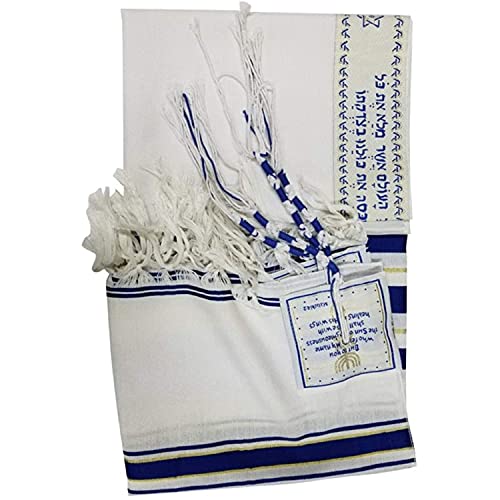 BRTAGG Lenços de oração Talit com bolsa combinando Tallit (182 x 52 cm, Azul)