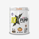 10X Athletic Non Stim Pump Pre Workout No Caffeine Beta Alanine Creatine Sugar Free Vegan Low Calorie Various Flavours 600g 50 Servings (Mandarin)