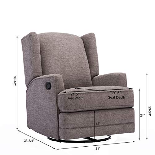 Comfort Pointe Serelda Smoke Wingback Swivel Glider Recliner #TOP2
