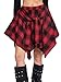 Verdusa Women's Y2k Goth Grunge Plaid Skirts Tie Vintage Asymmetrical Flowy Pleated Mini Skater Skirt Red X-Large