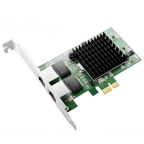 Tarjeta de Red Gigabit PCIe x1 con Doble Puerto RJ45, Adaptador Ethernet LAN de 1000Mbps con Controlador 82575, Modelo TXA020-1G-X1 Compatible para PC de Escritorio NAS miniatura 1