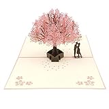 3D Stereo Card Popup Greeting Card Hochzeitskarten mit Kirschblüte Umschlag