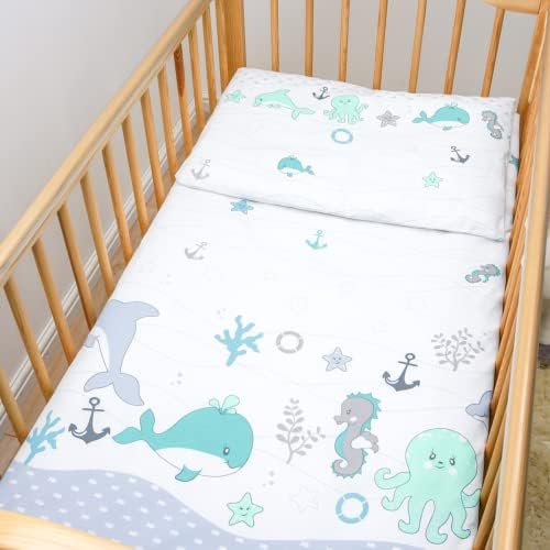 2 Piece Baby Kids Bedding Set 120x90 cm Duvet Cover & Pillowcase for Toddler Cot (White)
