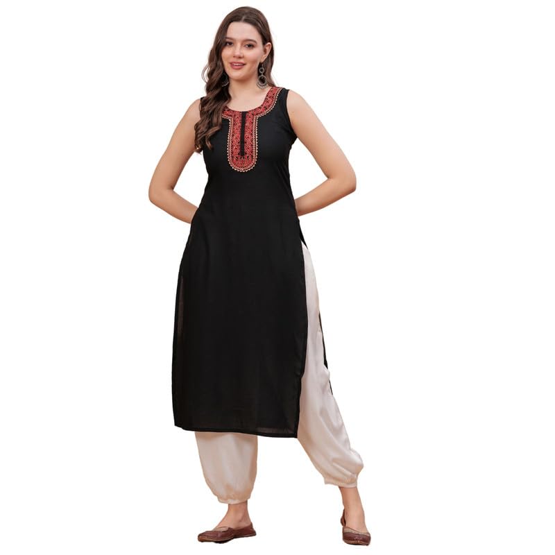 nypa Women Sleeveless Rayon Printed Straight Kurta for Women-picture-15
