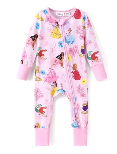 Disney Princess Belle Moana Ariel Organic Cotton Newborn Infant Baby Girls Outfits One Piece Footie Romper 9-12 Months