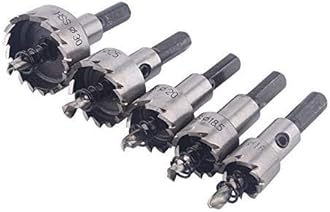5Pcs 16-30mm 5/8-Inch to 1-3/16 Inch HSS Hole Saw Cutter, Drill Bits Set Heavy Duty Tool Kit for Stainless Steel, Aluminum Alloy, Plastic and Wood