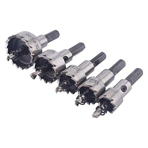 ChgImposs 5Pcs 16-30mm 5/8-Inch to 1-3/16 Inch HSS Hole Saw Cutter, Drill Bits Set Heavy Duty Tool Kit for Stainless Steel, Aluminum Alloy, Plastic and Wood Cover