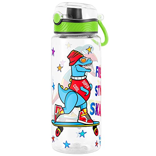 Home Tune Cute Water Bottle for School Kids Girls, BPA FREE Tritan & Leak Proof & Easy Clean & Carry Handle, 23oz/ 680ml (Skateboarding)