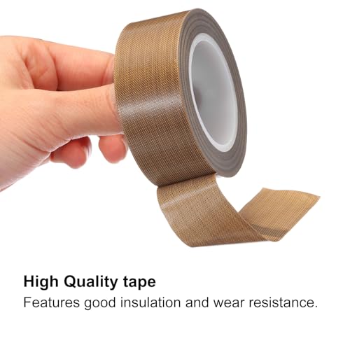 Image of MECCANIXITY 10m /33ft x 13mm /0.5in PTFE Tape, Brown, High Temp, Adhesive, Insulating, for Hand Sealers, Vacuum Sealers, Electrical Protection